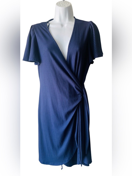 Socialite Dresses & Skirts - Socialite Navy Ribbed Wrap Mini Dress